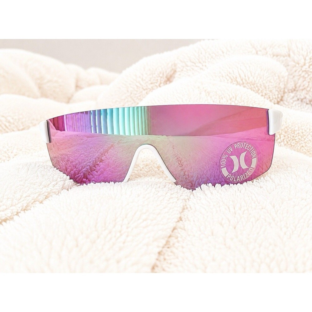 Hurley Big Sur Shield Oversized Polarized Sunglasses Purple Multicolor Lens